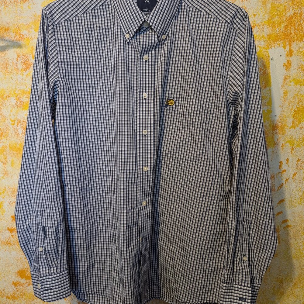 Antigua Indiana Pacers Shirt Mens Large L Blue Plaid Button Down NBA Basketball - Picture 2 of 16